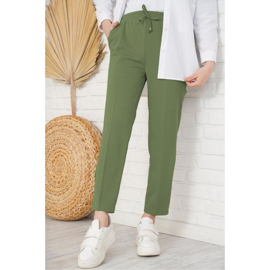 Pantaloni Dama Gabriella Cu Elastic In Talie, Kaki