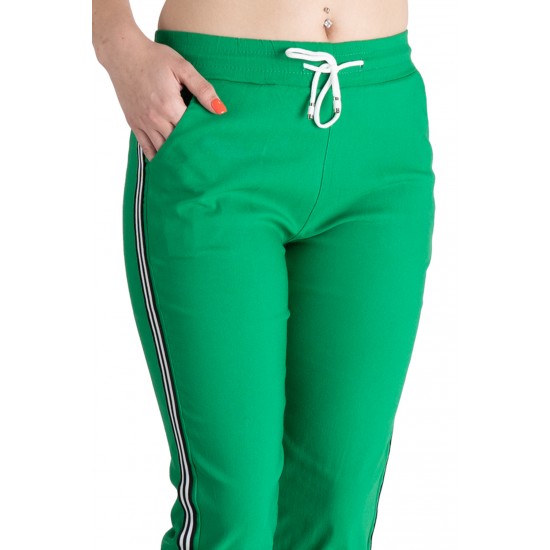 Pantaloni Dama Masura Mare Trei Sferturi 3/4, Verde,Cu Vipusca