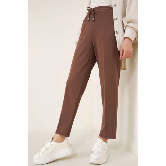 Pantaloni Dama Gabriella Cu Elastic In Talie, Maro