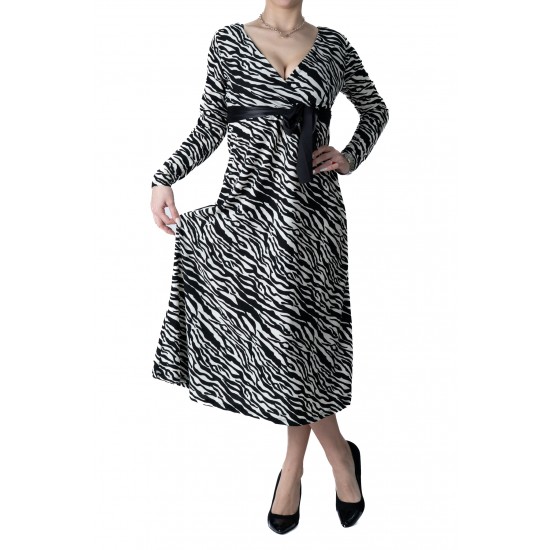 Rochie Cu Imprimeu Animal Print Alb Cu Negru Scarlett