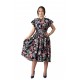 Rochie Vaporoasa Imprimeu Floral Negru Joly